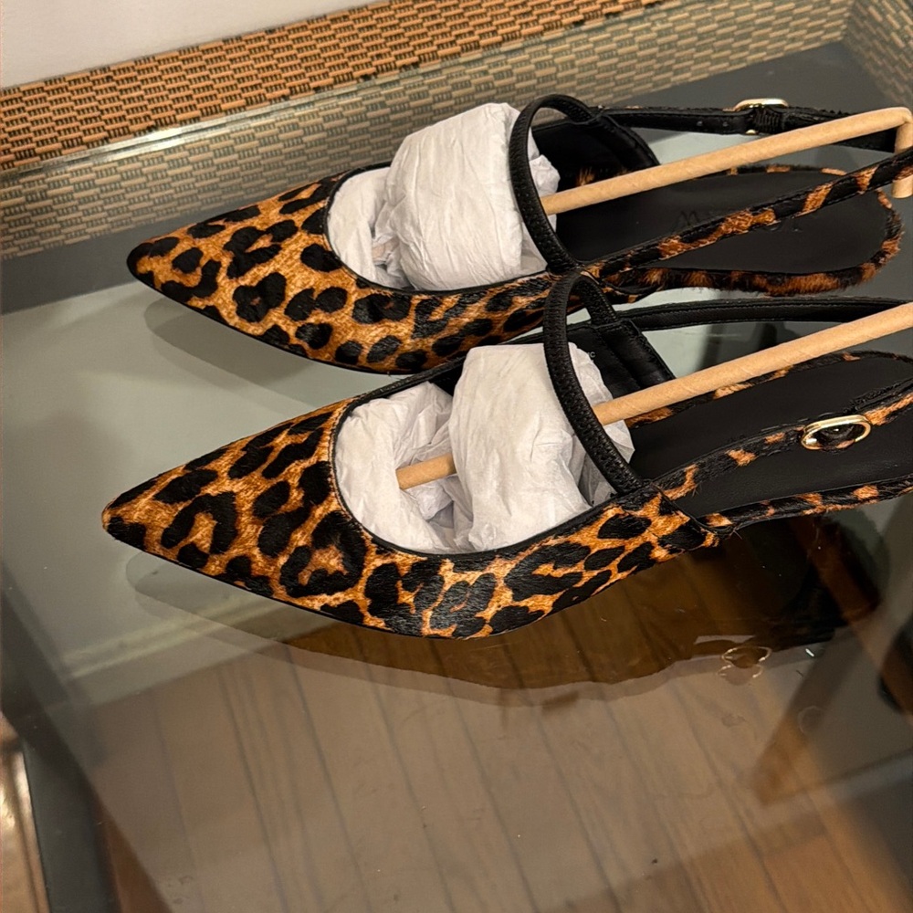 J Crew Robin Leopard Print Slingback kitten Heels in printed calf hair - Picture 3 of 5